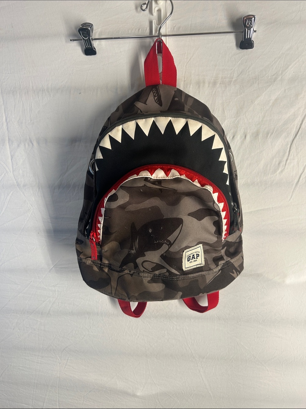 GAP Camo Shark Backpack with Red Accents
